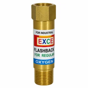 Excellent Enterprises Flashback Arrestor Oxygen FBA-O – Brass Body Sintered Filter Thermal Cut-Off Non-Return Valve for Oxy-Fuel Welding Cutting