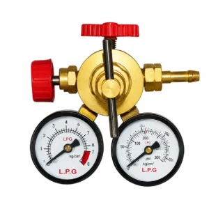 Excellent Enterprises LPG Regulator Double Gauge – Forged Brass Single Stage Dual Gauge LPG Pressure Regulator for Industrial Welding Cutting Heating