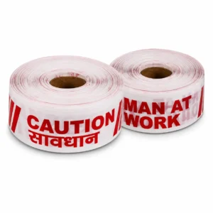 Excellent Enterprises PVC Barricade Caution Tape Red White – Man At Work Safety Warning Tape 75mm x 100mtr Construction Hazard