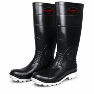 Excellent Enterprises PVC Safety Gumboots – Black Steel Toe Cap Waterproof Industrial Safety Boots for Construction Mining Chemical Plants